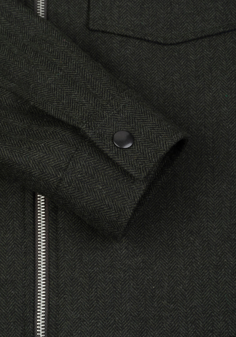 Canyon Olive Wool-Blend Bomber Jacket