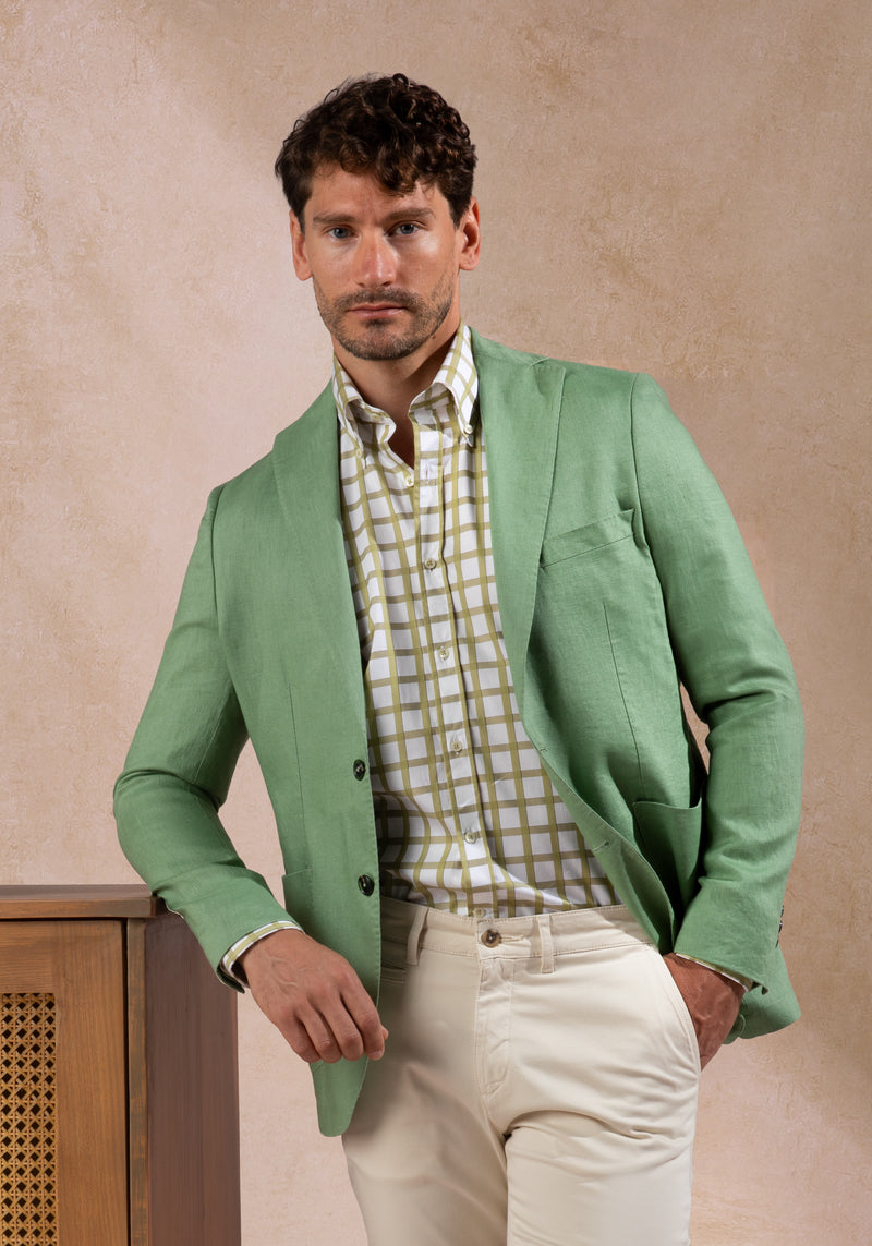 Herbal Green Pure Linen Blazer