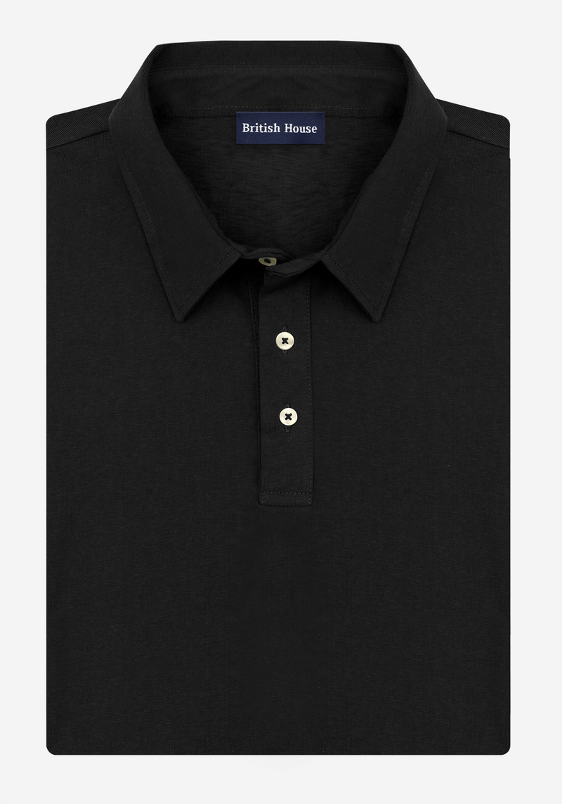 Obsidian Black Cotton Polo Shirt