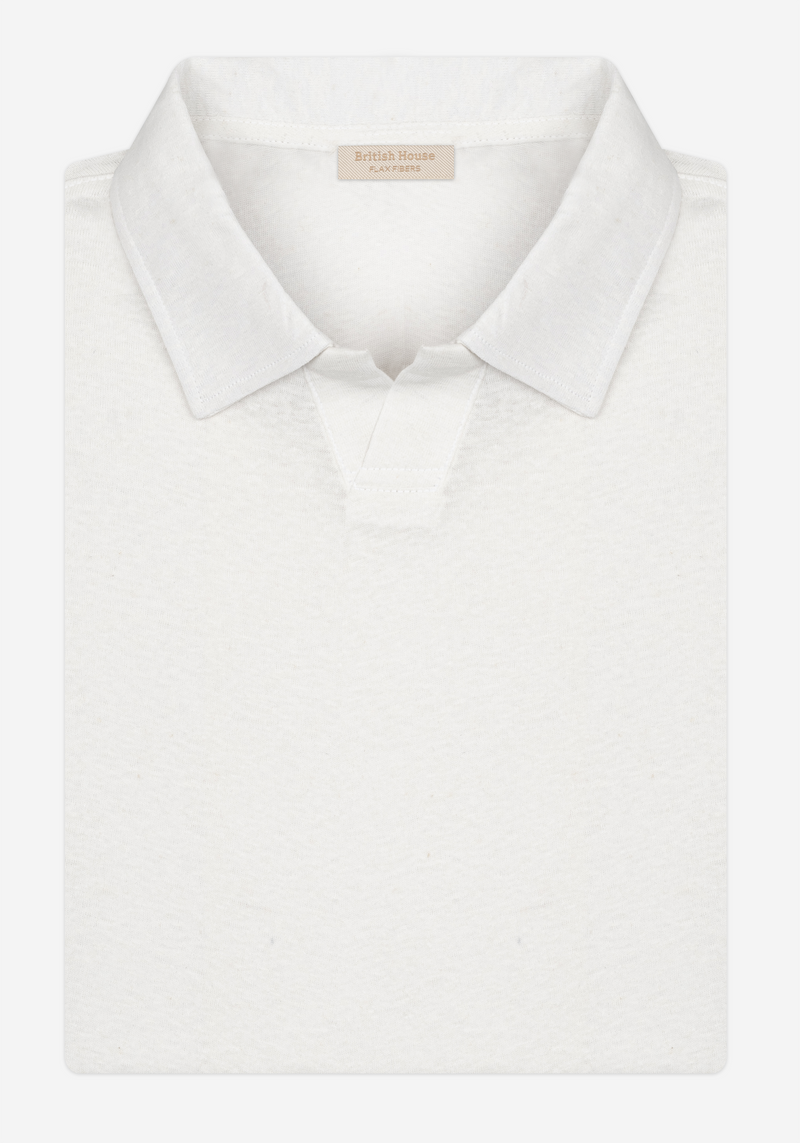 Off-White Linen-Blend V-Polo