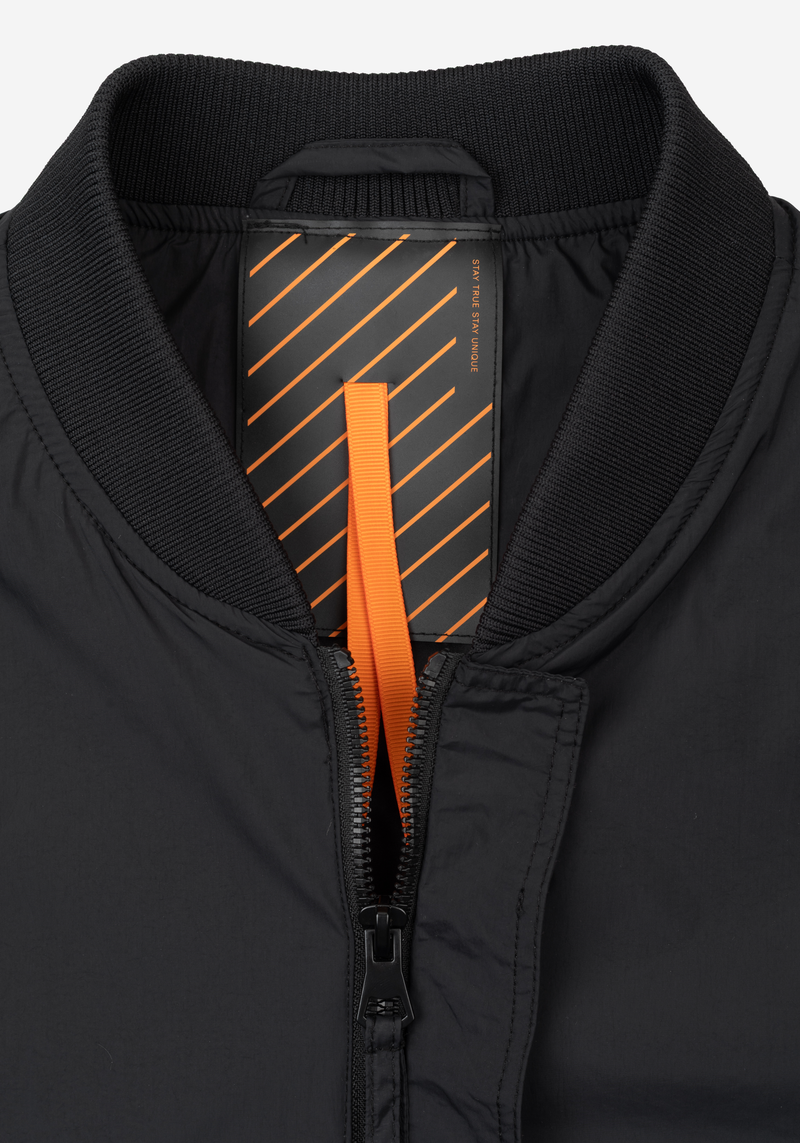 Mystic Black Aero-Hybrid Bomber Jacket