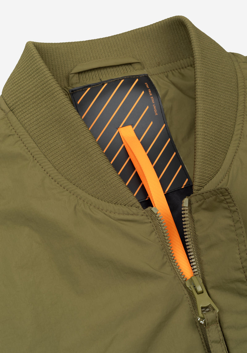 Deep Olive Aero-Hybrid Bomber Jacket