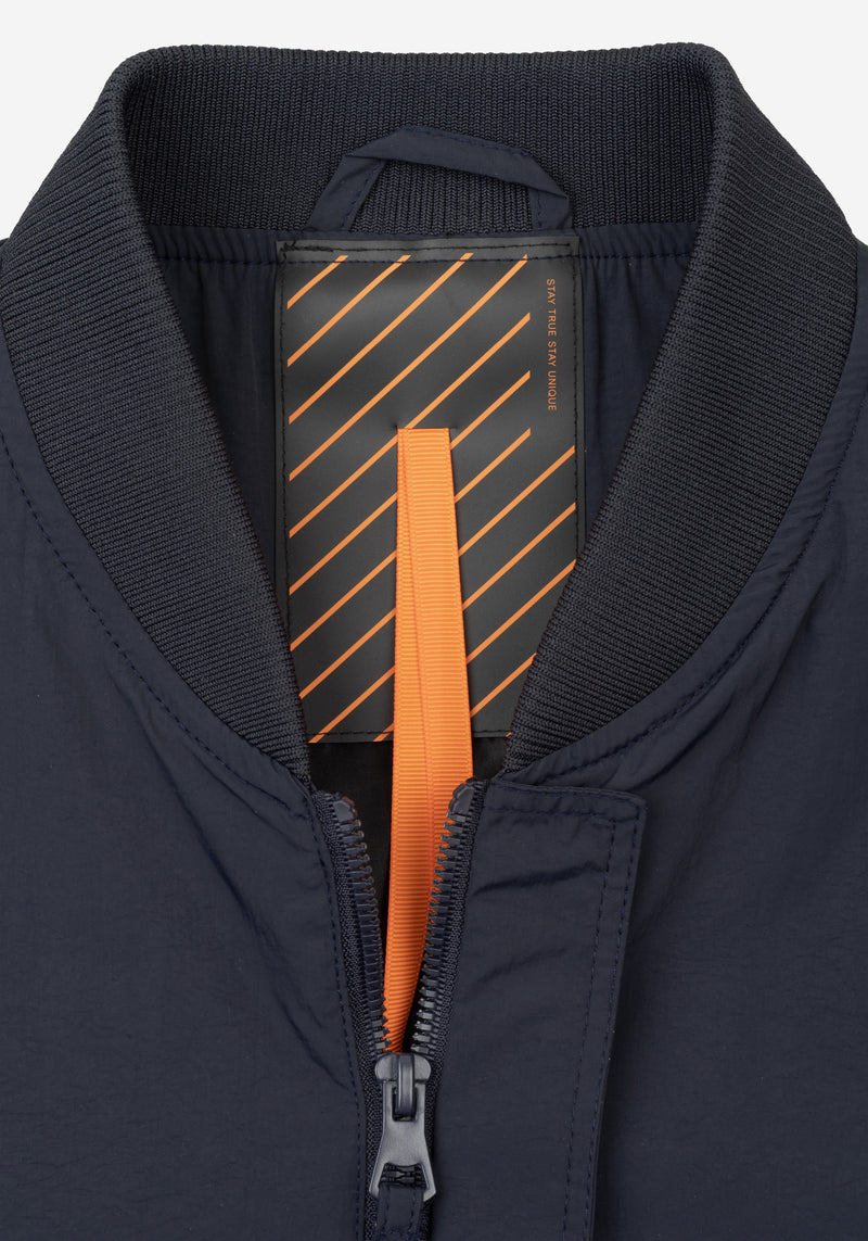 Dusty Navy Aero-Hybrid Bomber Jacket