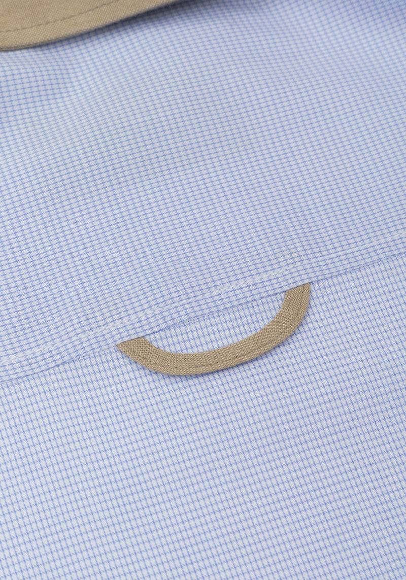 Powder Blue Checked Houndstooth Shirt