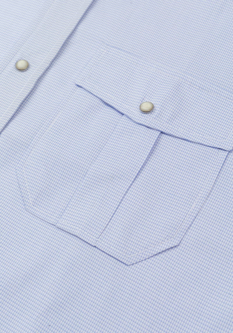 Powder Blue Checked Houndstooth Shirt
