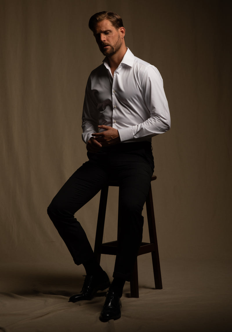 Crystal White Luxe Twill Shirt - Wrinkle-free