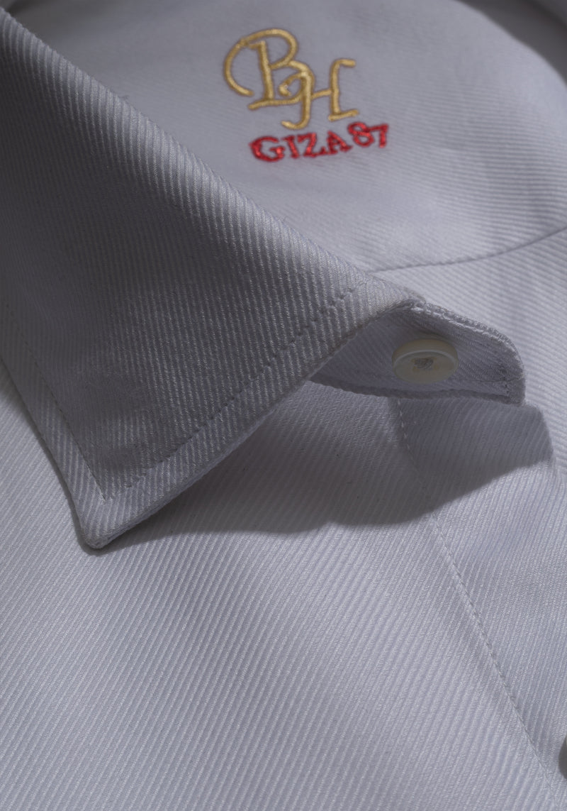Giza 87 Cotton Opal White Stripe Signature Twill Shirt