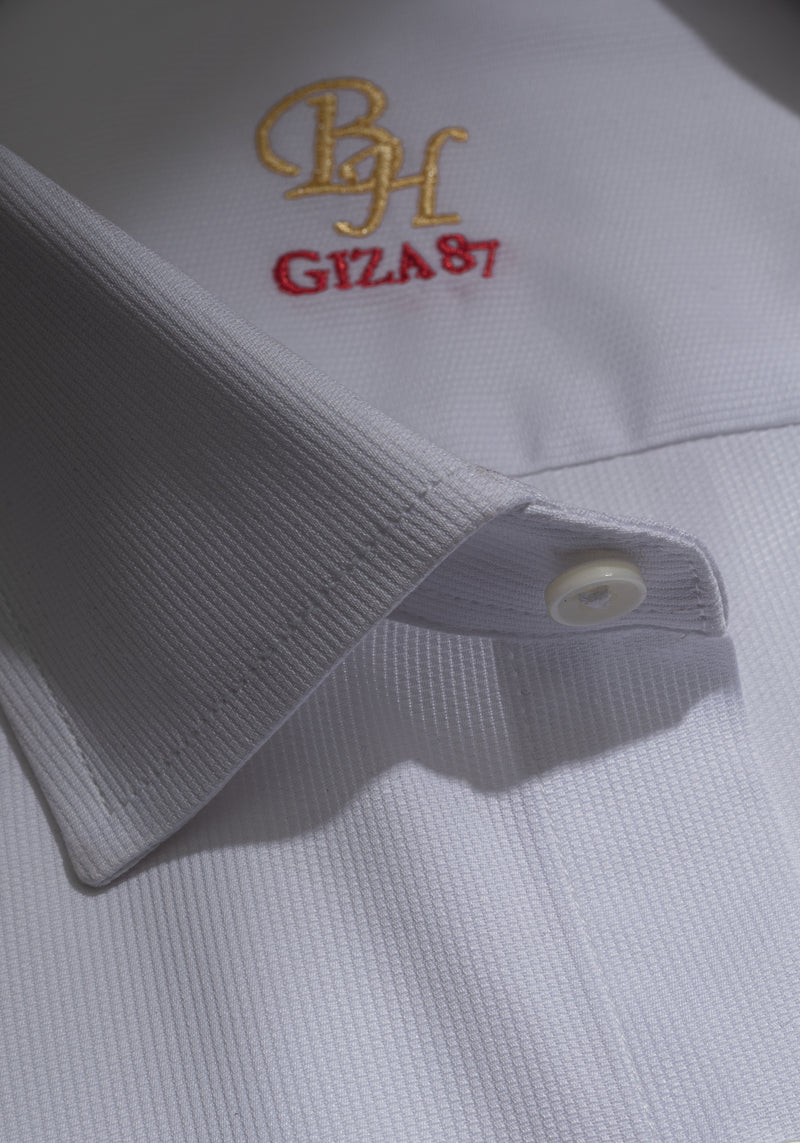Giza 87 Cotton Imperial White Basket Weave Shirt