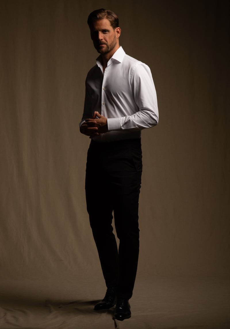 Crystal White Luxe Twill Shirt - Wrinkle-free