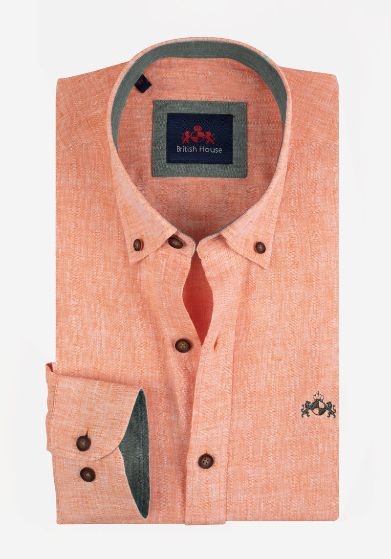 Sunrise Orange Belgian Linen Shirt