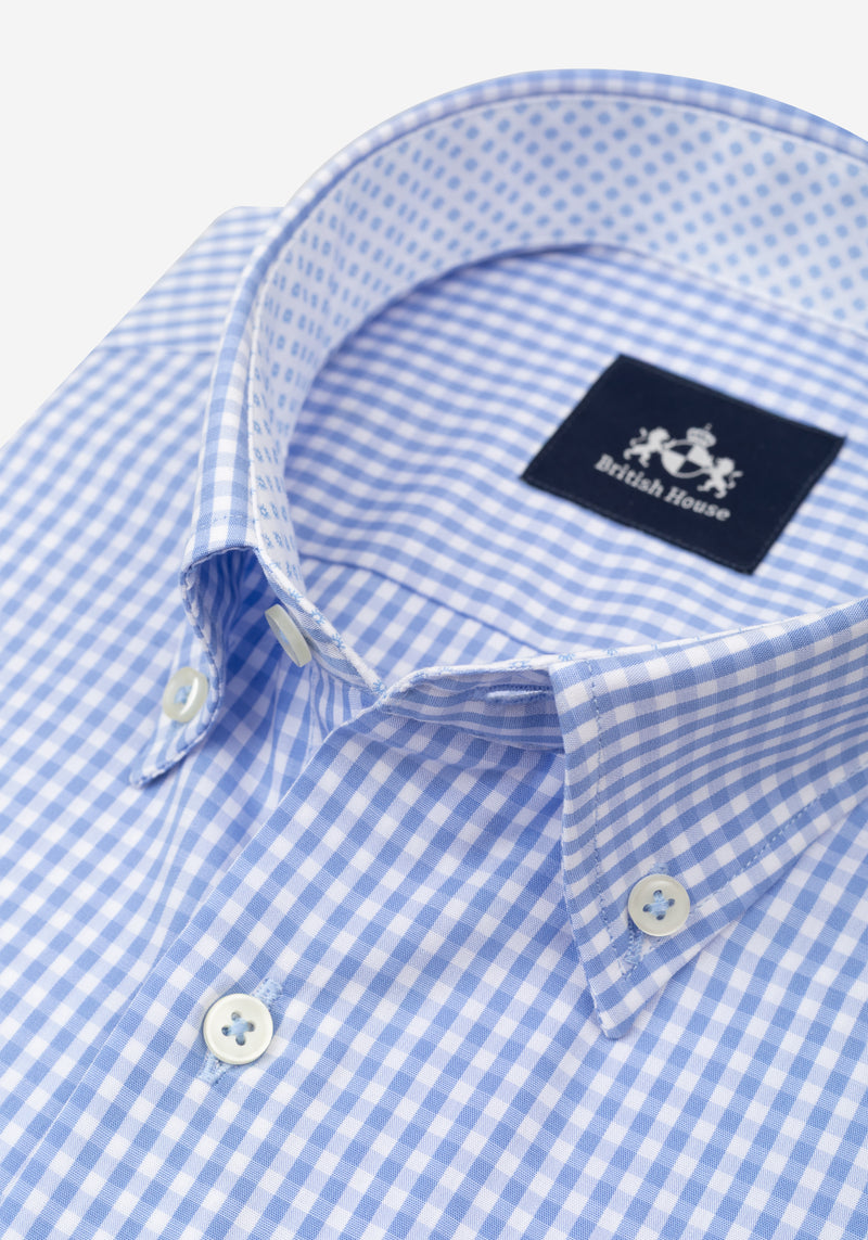 Iris Blue Checked Poplin Shirt
