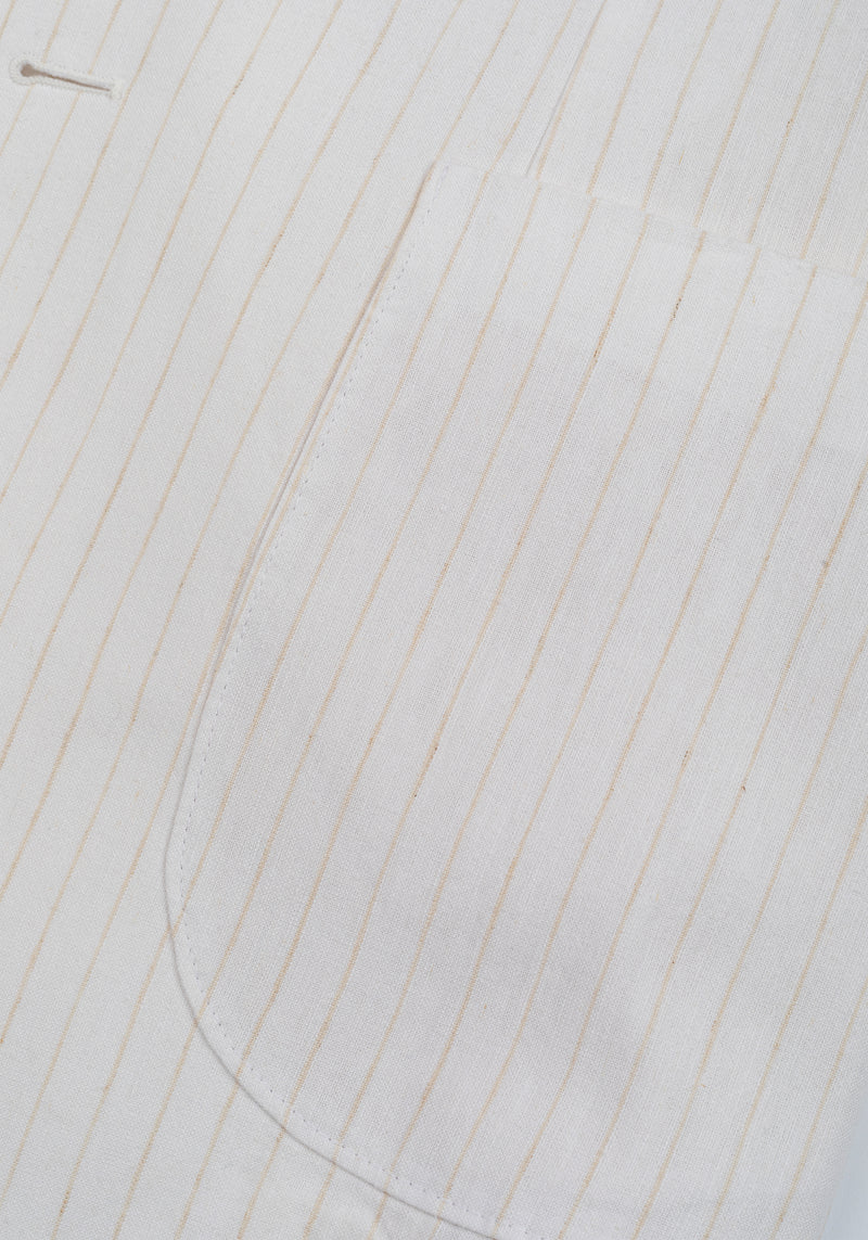 White Desert Beige Stripe Cotton Tencel Linen Blazer