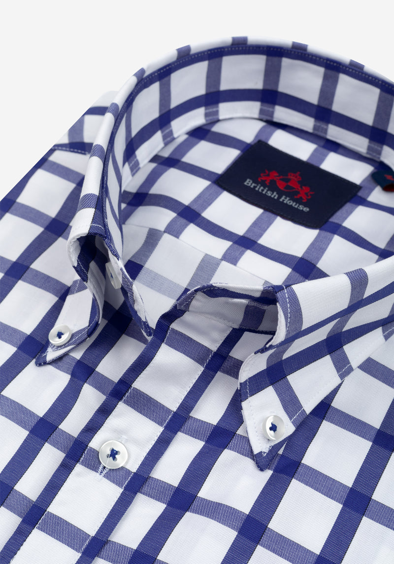 Atlantic Blue Checked Signature Twill Shirt
