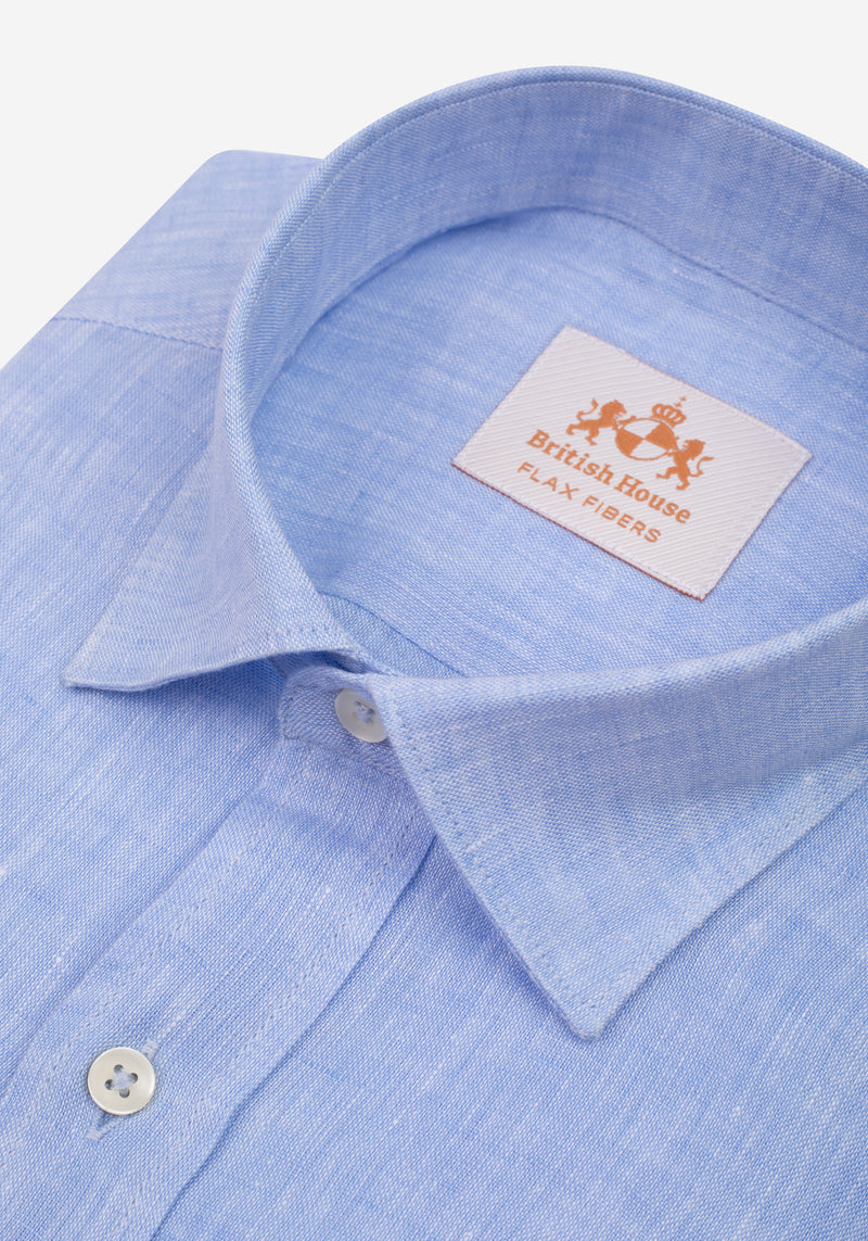 Polar Blue Washed Belgian Linen Shirt