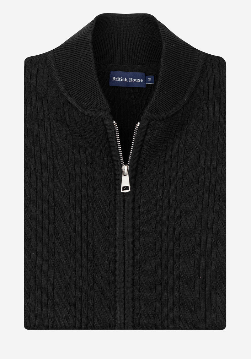 Dusk Black Double-Zipped Merino Wool Blend Pullover