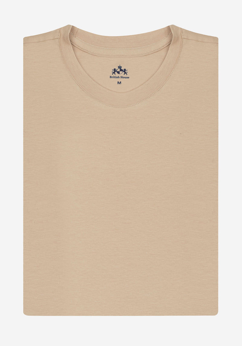 Desert Beige Cotton Undershirt - Short Sleeve