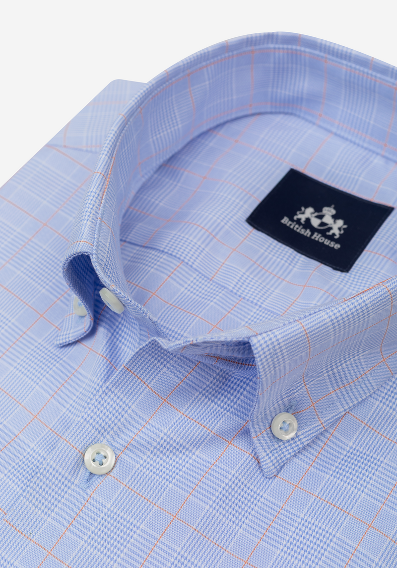 Cornflower Orange Checked Signature Twill Shirt