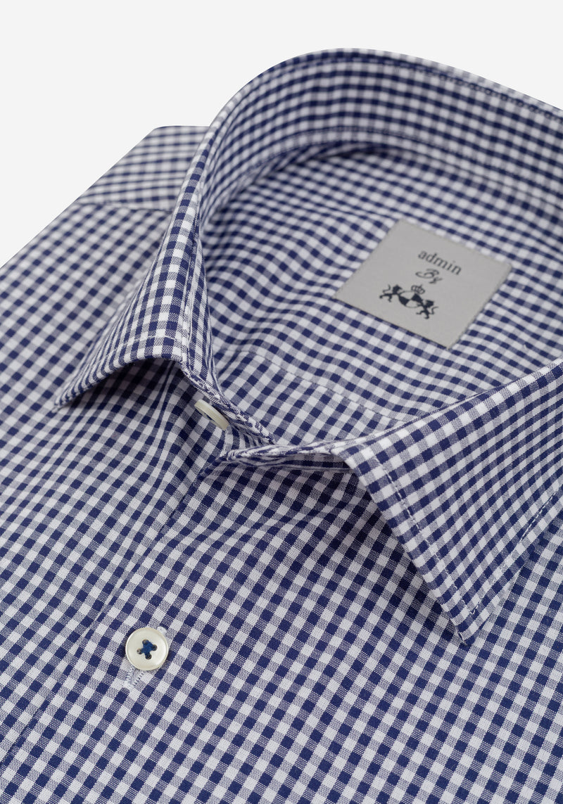 Slate Navy Checked Poplin Shirt