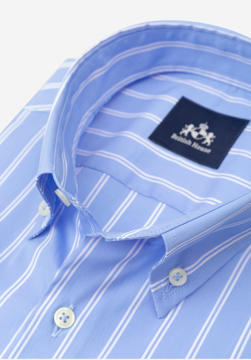 Cornflower Blue Stripe Poplin Shirt