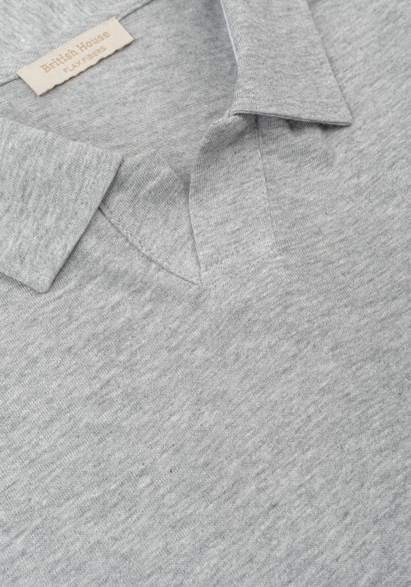 Ash Grey Linen-Blend V-Polo