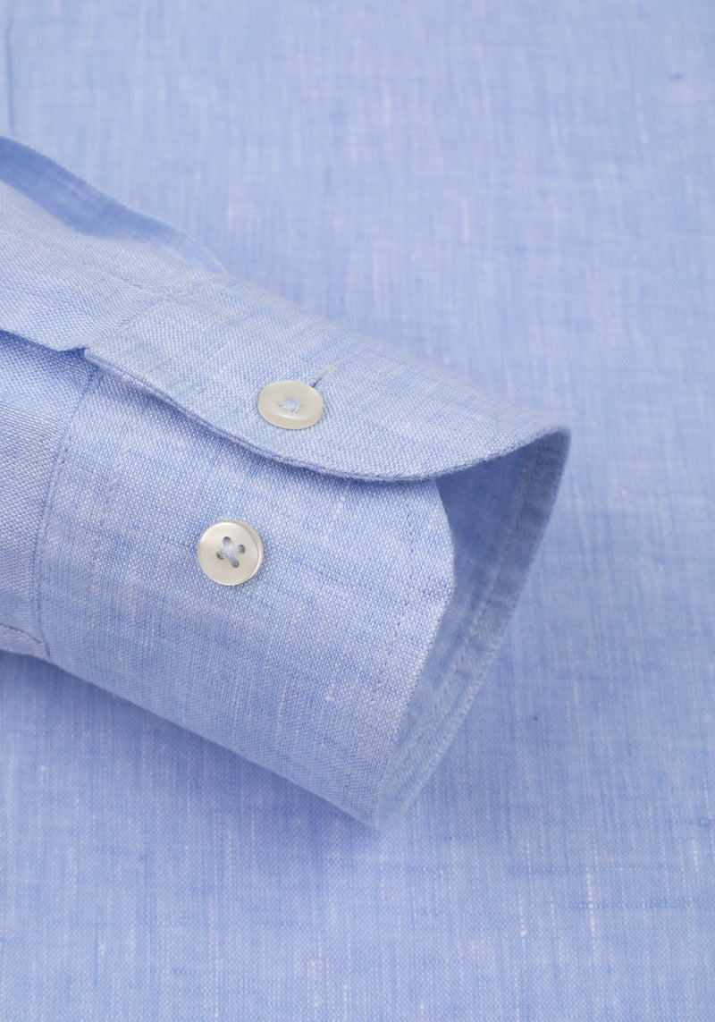 Polar Blue Washed Belgian Linen Shirt