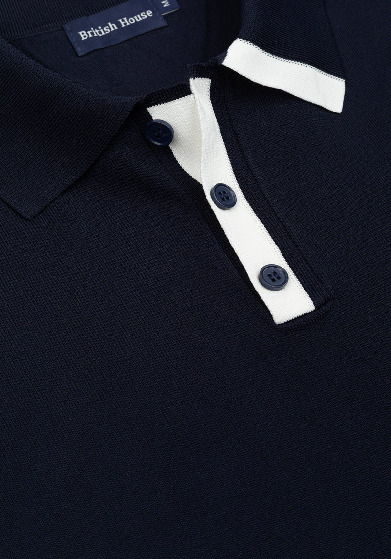 Shadow Navy Polyamide Knitted Polo Shirt