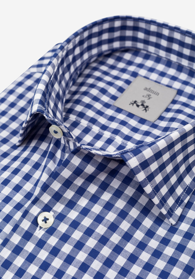 Clear Blue Checked Poplin Shirt