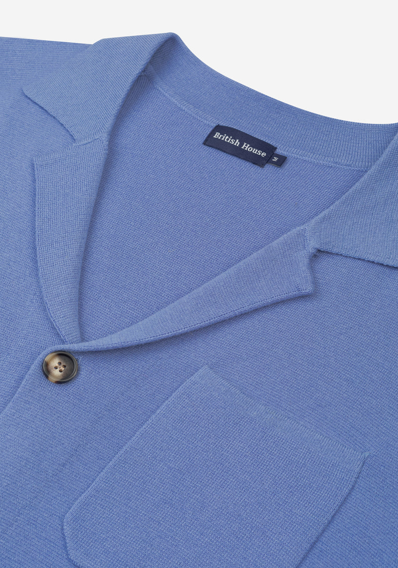 Powder Blue Merino Wool Blend Cardigan