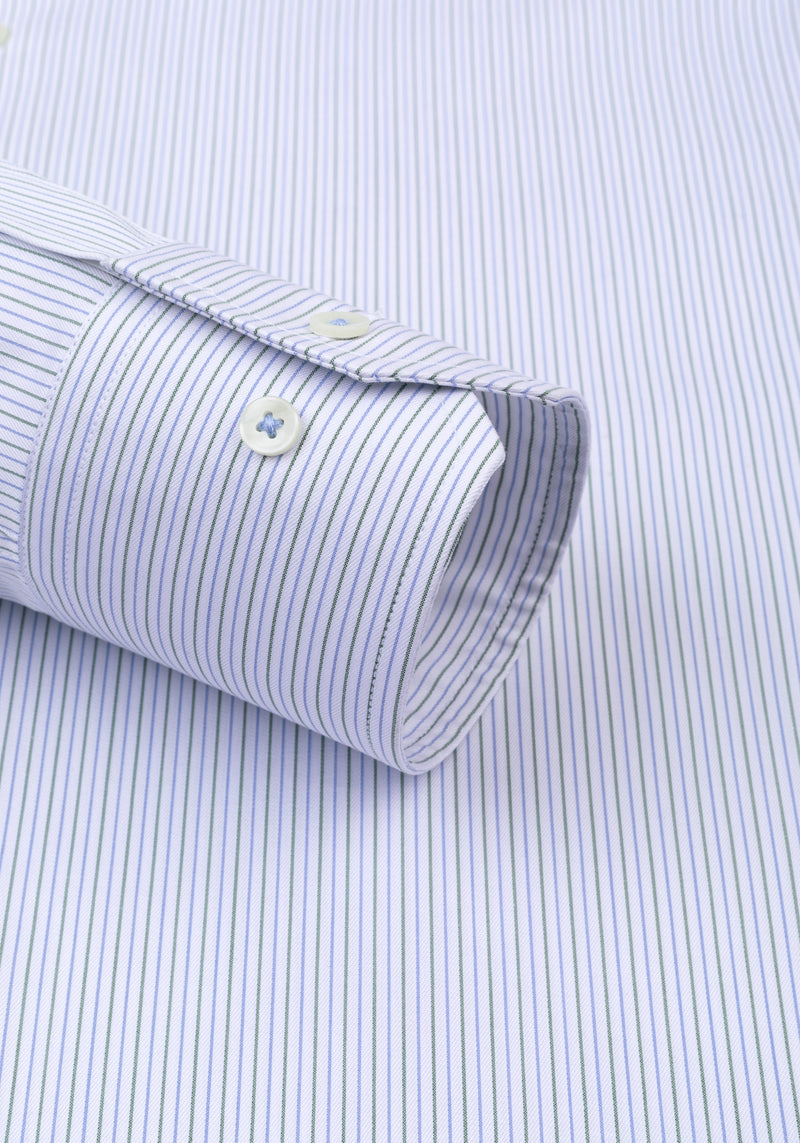 White Parti-Colored Stripe Twill Shirt