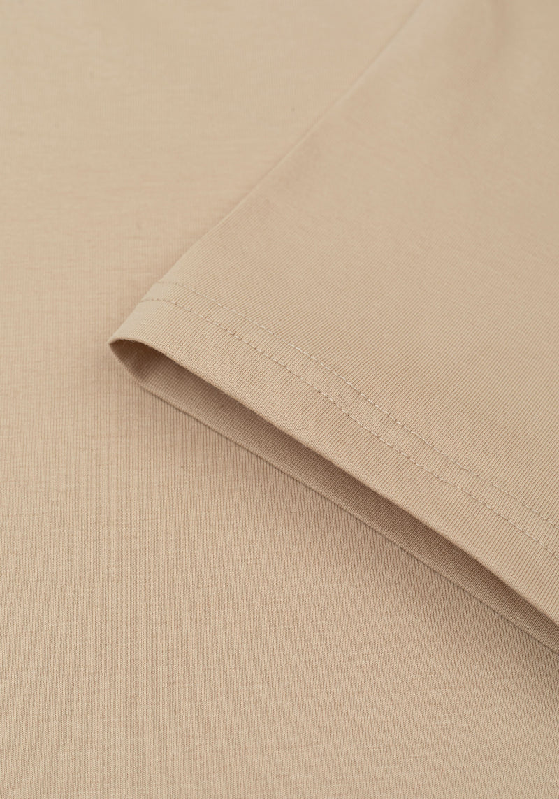 Desert Beige Cotton Undershirt - Short Sleeve
