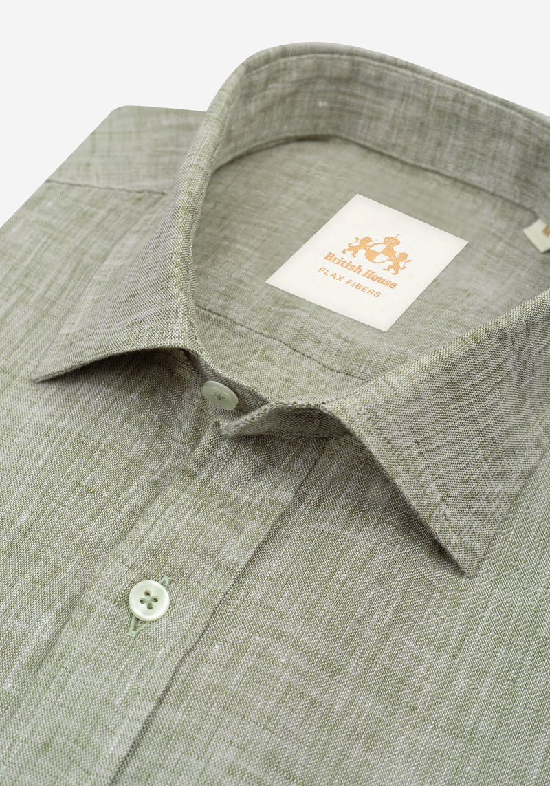 Ash Olive Belgian Linen Shirt