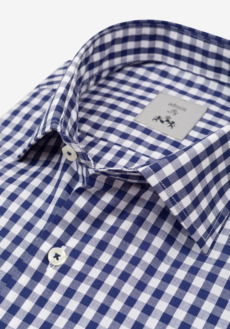 Midnight Navy Checked Poplin Shirt