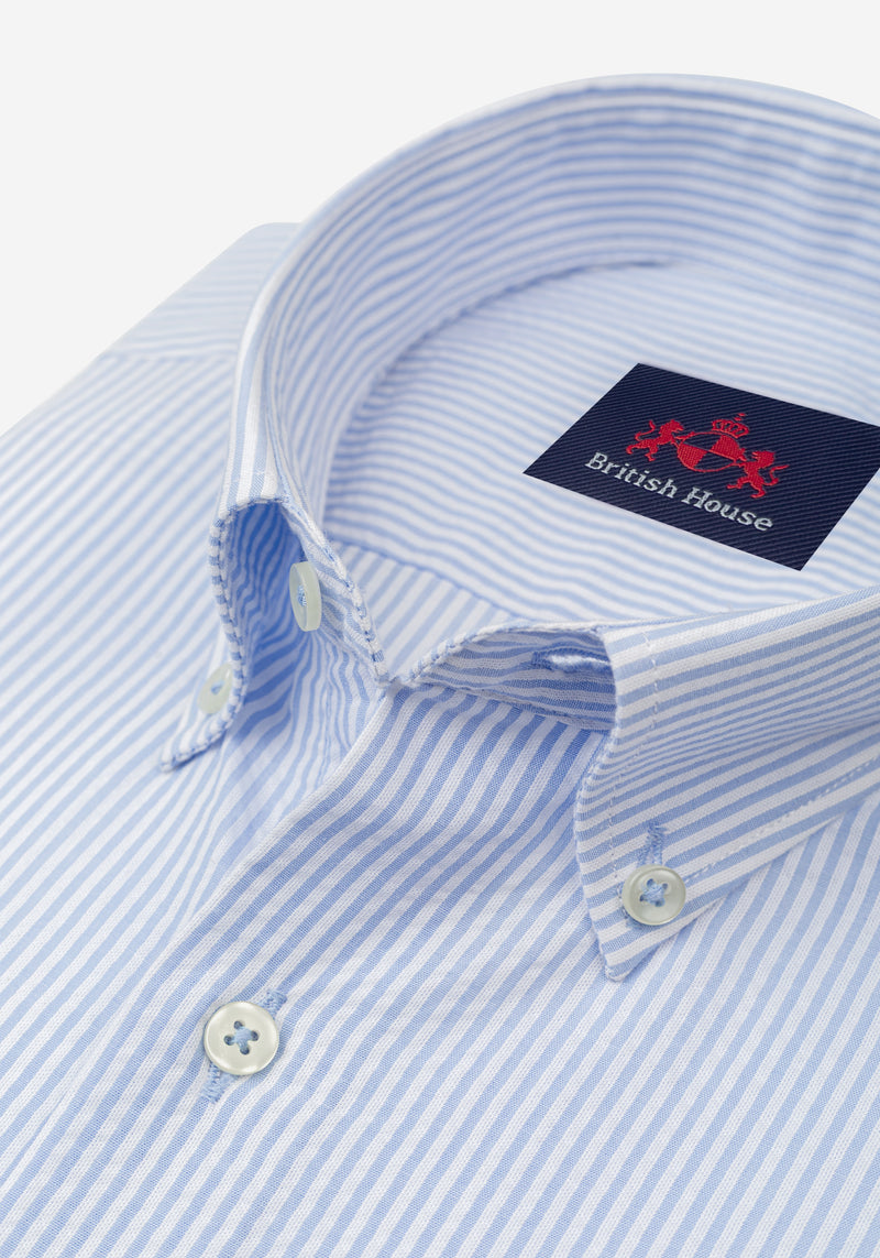 Sky Blue Stripe Seersucker Shirt
