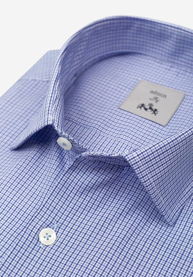 Delft Blue Checked Poplin Shirt