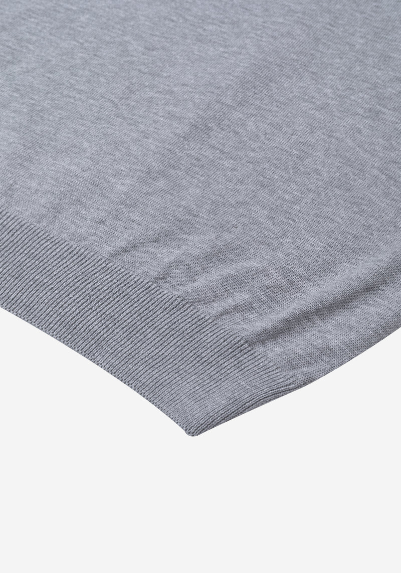 Pastel Gray Quarter-Zip Cotton Pullover