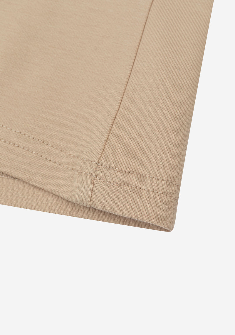 Desert Beige Cotton Undershirt - Short Sleeve