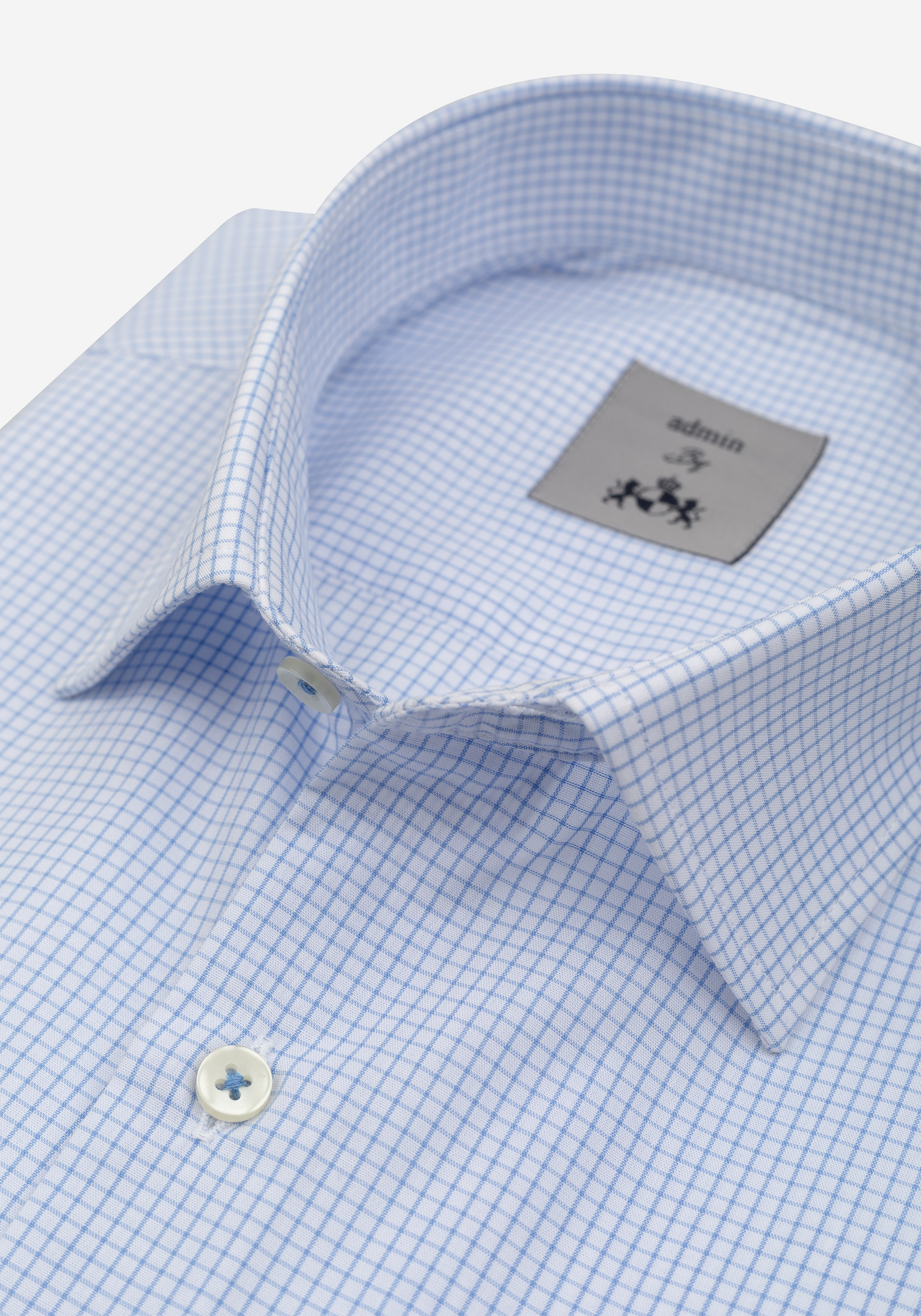 Light Blue Checked Poplin Shirt