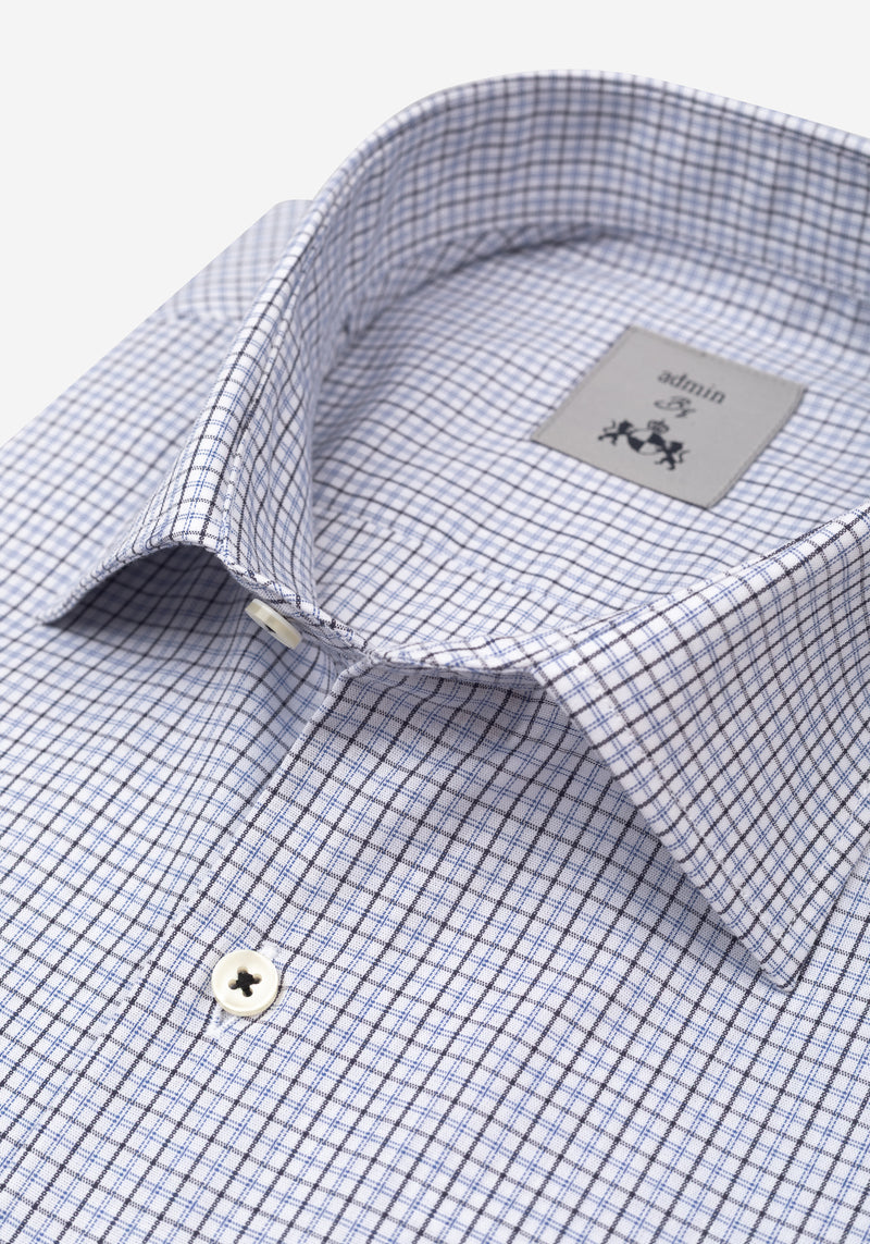 Ink Navy Checked Poplin Shirt