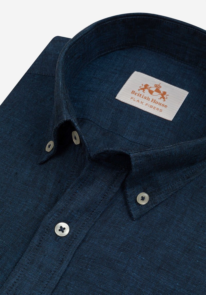 Classic Navy Belgian Linen Shirt