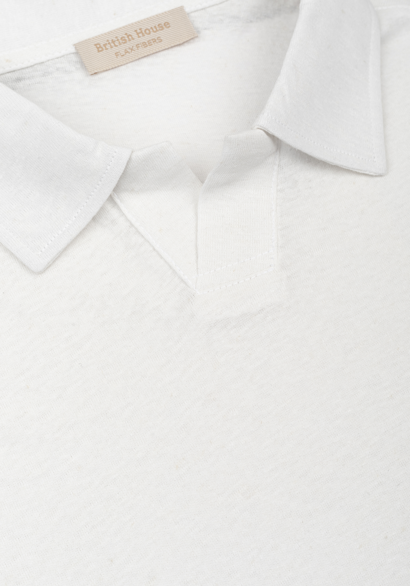 Off-White Linen-Blend V-Polo