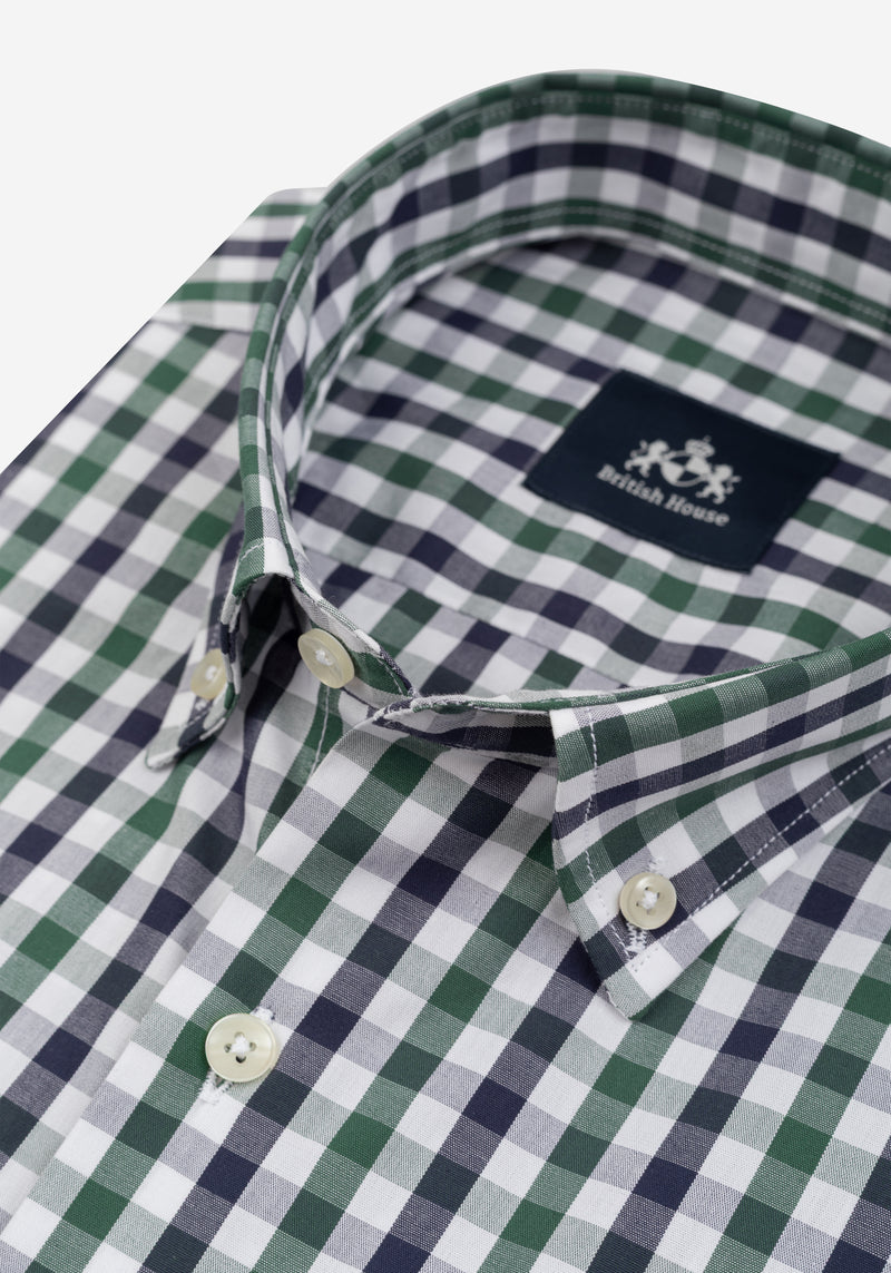 Racing Green Checked Oxford Shirt