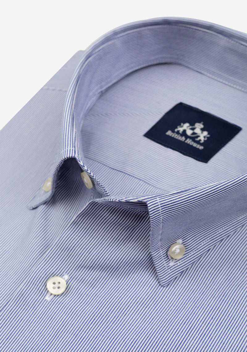 Marine Blue Stripe Signature Twill Shirt