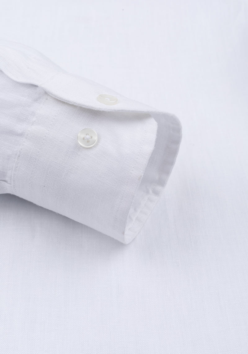 Pristine White Belgian Linen Shirt