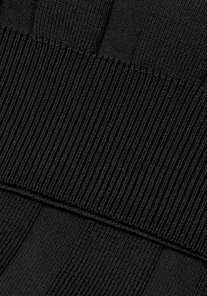 Midnight Black Polyamide Knitted Polo Shirt