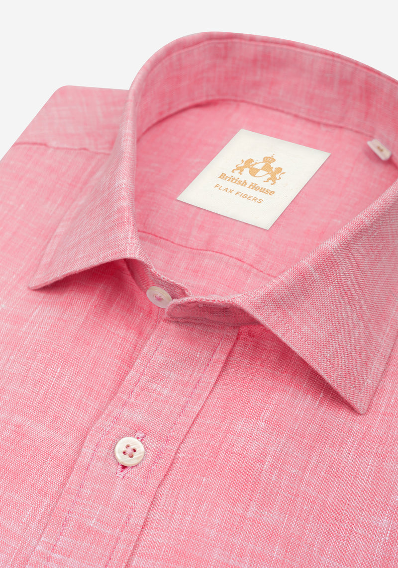 Coral Pink Belgian Linen Shirt