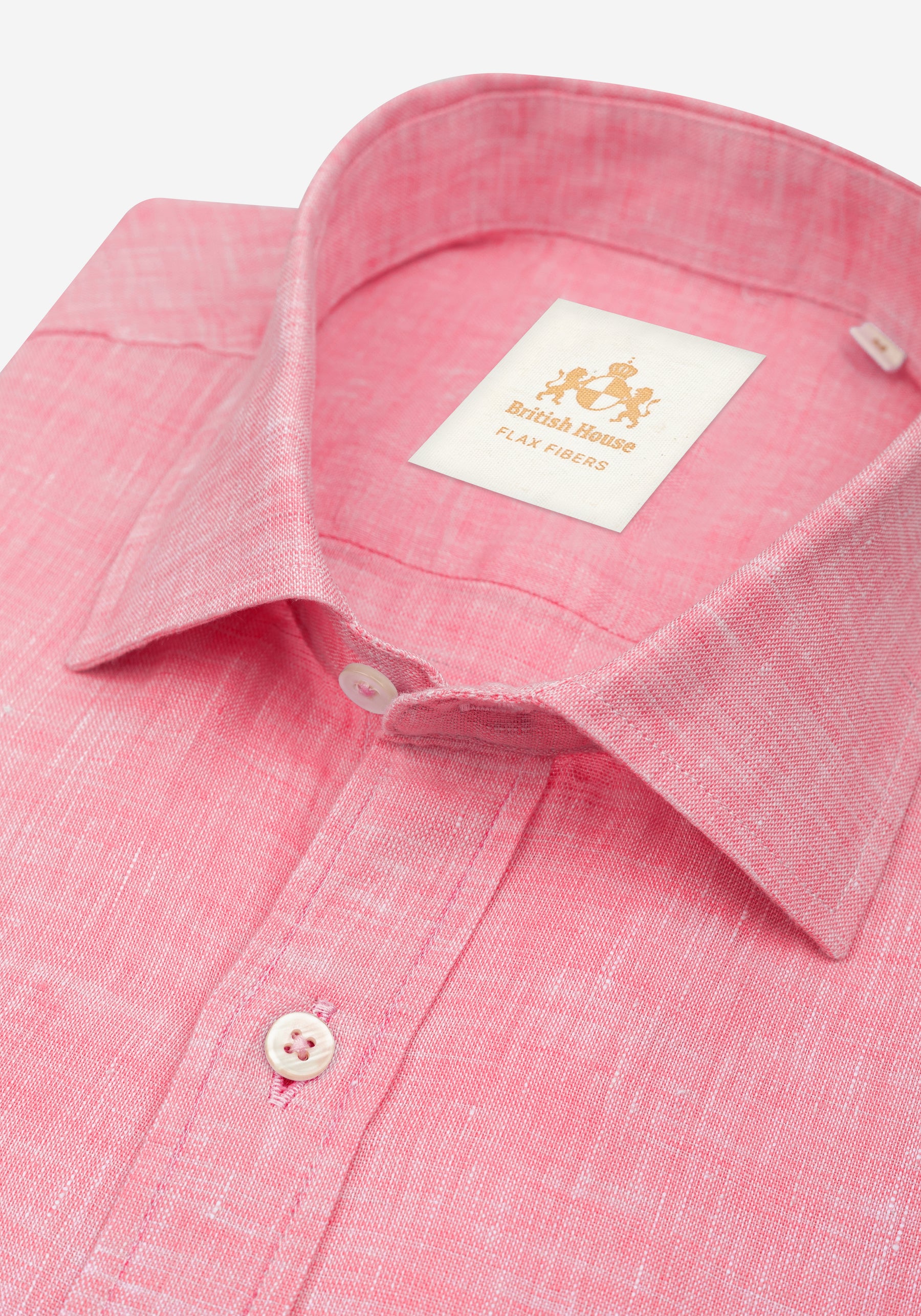 Coral Pink Belgian Linen Shirt