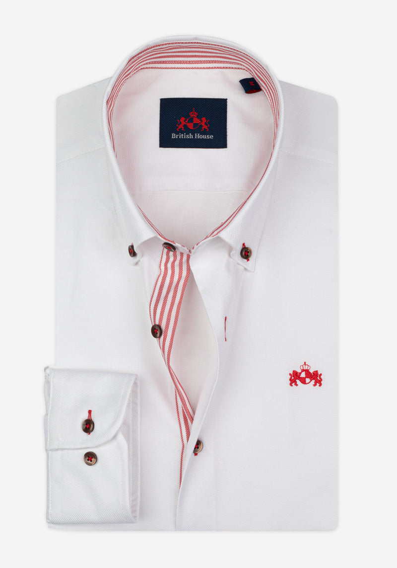 White Bloom Red Soft Oxford Shirt