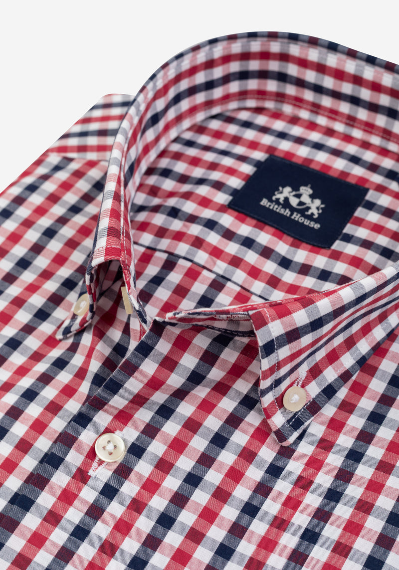 Currant Red Checked Oxford Shirt