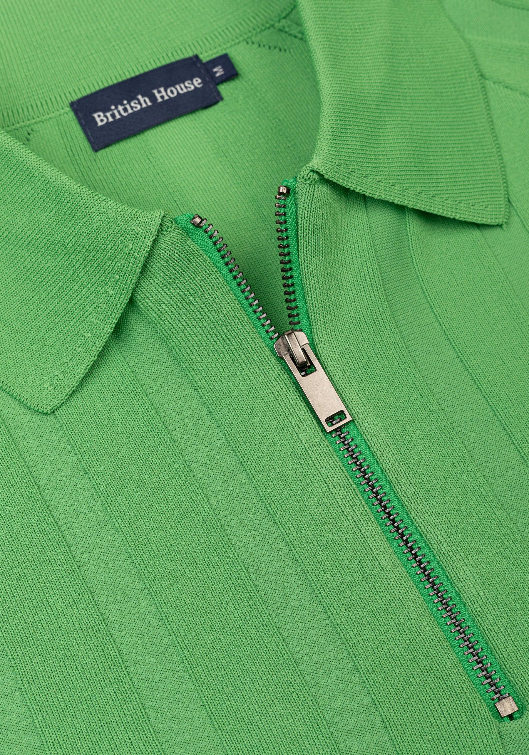Leaf Green Polyamide Knitted Polo Shirt