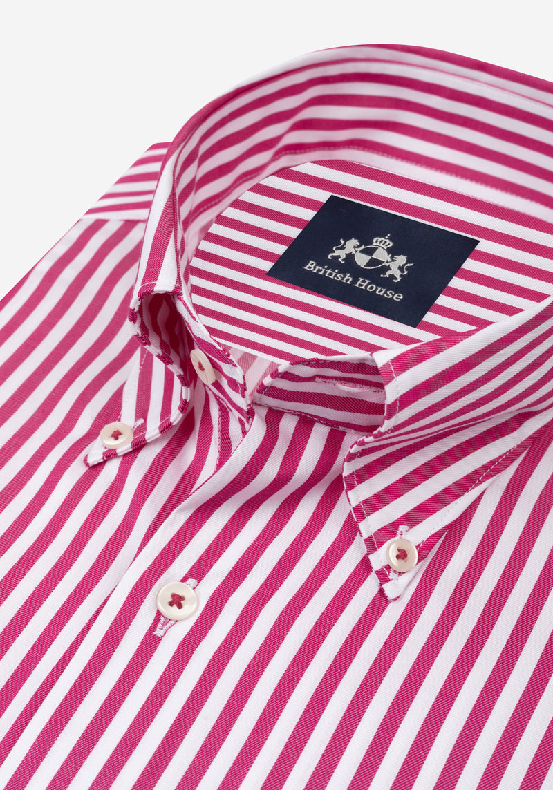 Carmine Red Stripe Signature Twill Shirt
